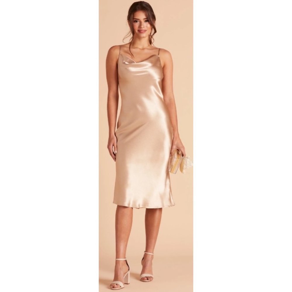 Satin Gold Midi Dress